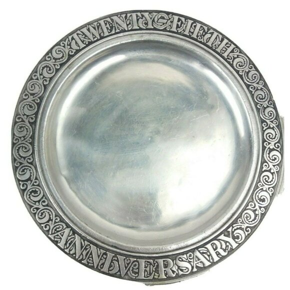 25th Anniversary Wilton Armetale Cast Metals Serving Plate 11 inches Commemorate - Picture 1 of 7